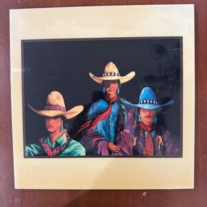 1980 Ceramic tile art by Doreman Burns titled
"COWGIRL COWGIRL COWGIRL"
